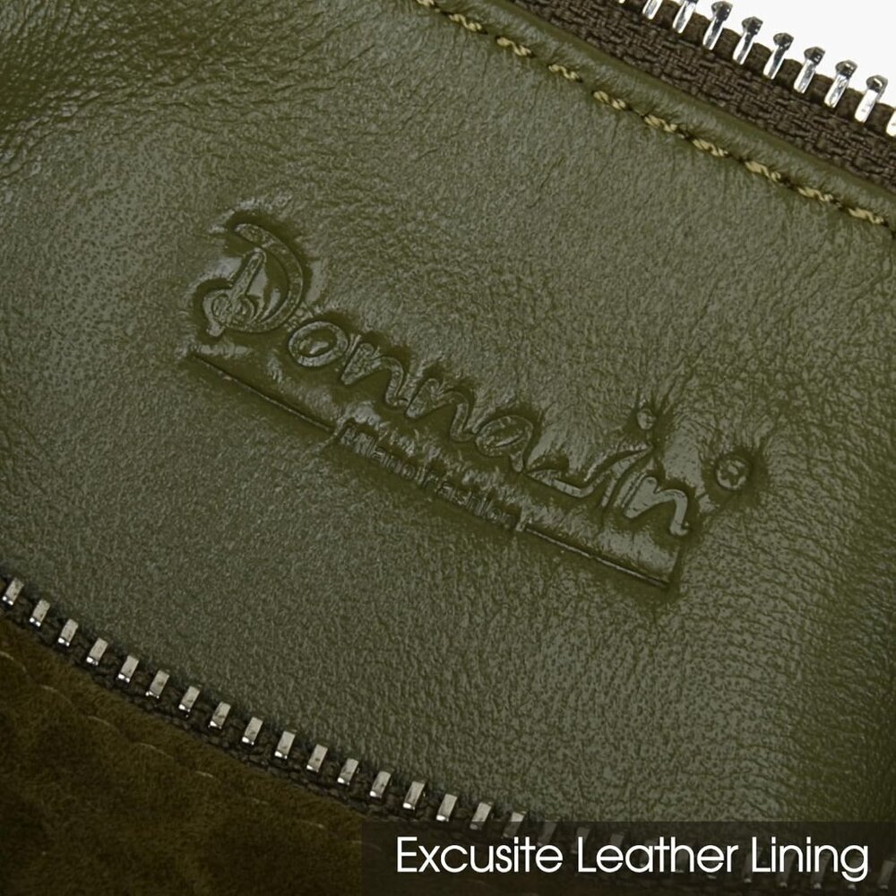 women Olive Suede Leather Smal Crossbody Hobo Shoulder Bag with Adjustable strap - Picture 6 of 7
